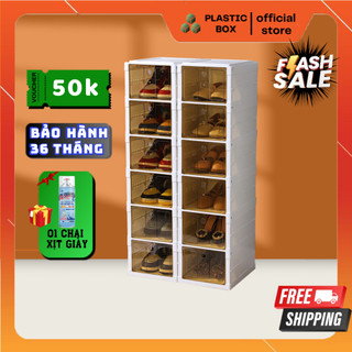 Tủ giày gấp gọn PLASTIC BOX 6 đôi 9101-6 chất liệu nhựa ABS cao cấp, Kệ giày, Hộp giày đa năng tiện lợi