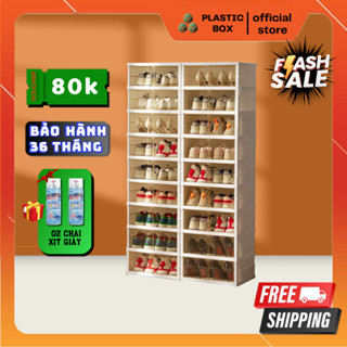 Tủ giày gấp gọn PLASTIC BOX 36 đôi 9104-8-1G chất liệu nhựa ABS cao cấp có bánh xe, Kệ giày, Hộp giày đa năng tiện lợi