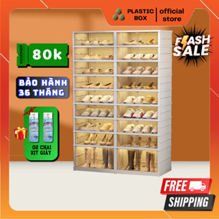 Tủ giày gấp gọn PLASTIC BOX 36 đôi chất liệu nhựa ABS cao cấp có bánh xe, Kệ giày, Hộp giày đa năng tiện lợi