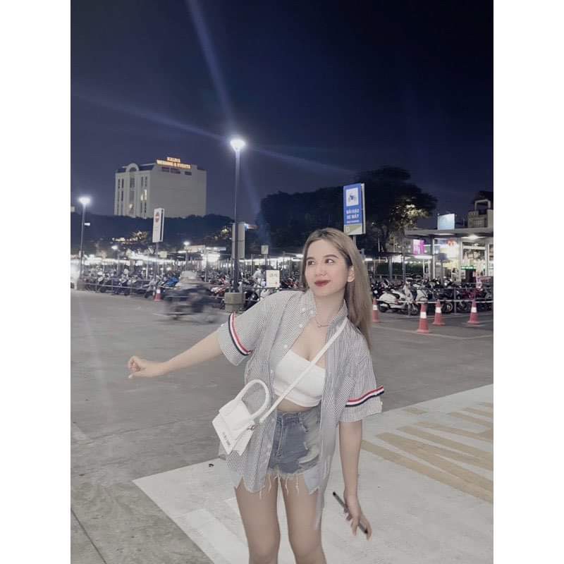 Áo sơ mi kẻ dây quốc dân cộc tay H2A876