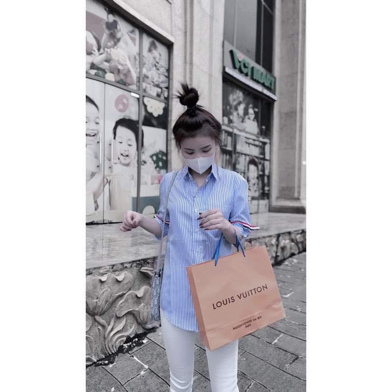 Áo sơ mi kẻ dây quốc dân cộc tay H2A876