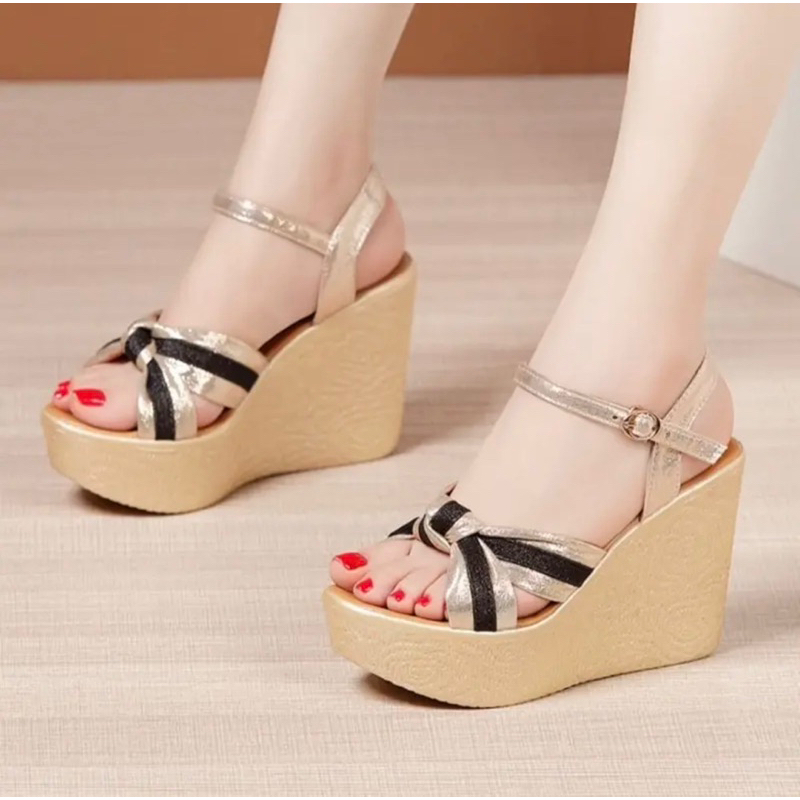GIÀY SANDAL XUỒNG NƠ NHŨ CHÉO