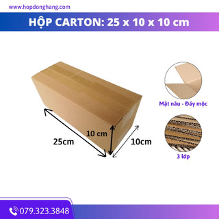 25x10x10 combo 200 hộp carton đóng hàng hộp ship cod 3 lớp sóng e mặt nâu