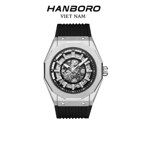 Đồng hồ nam Hanboro automatic dây silicone 42mm chính hãng