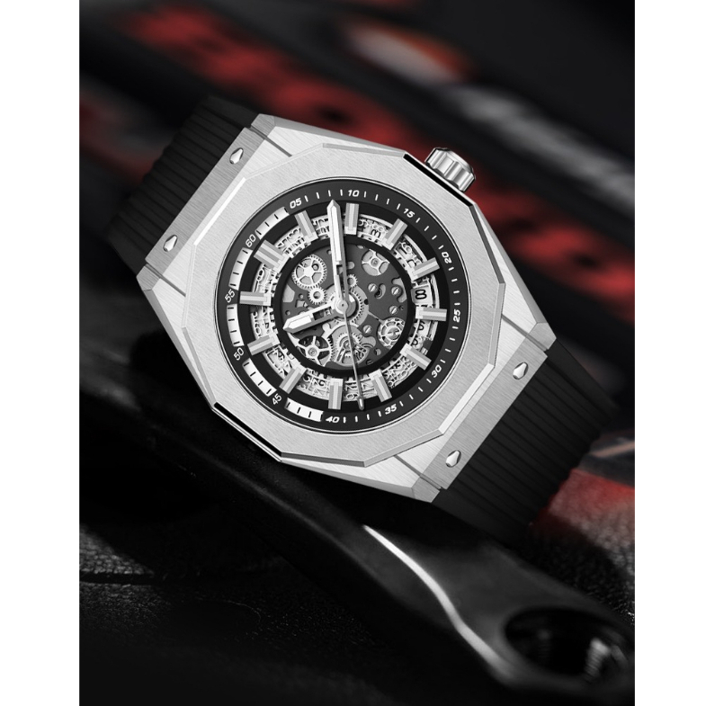 Đồng hồ nam Hanboro automatic dây silicone 42mm chính hãng