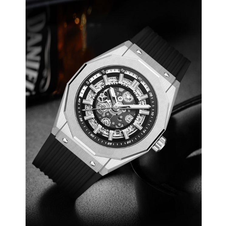 Đồng hồ nam Hanboro automatic dây silicone 42mm chính hãng