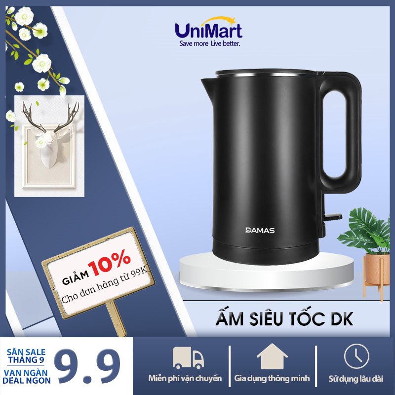 Bình Đun Nước Cao Cấp Damas DK-6018B - Dung Tích 1800ml - Công Suất Lớn 1500W - Hàng Chính Hãng