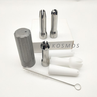 Phụ kiện bình xịt kem inox Mosa - Cream whipper ( 3 vòi bắt kem, 1 nắp chặn viên gas)