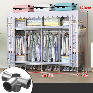 tủ khung thép 4 buồng Tủ quần áo vải tủ vải Đựng Quần Áo cỡ lớn titan tủ vải Metal cỡ lớn siêu bền