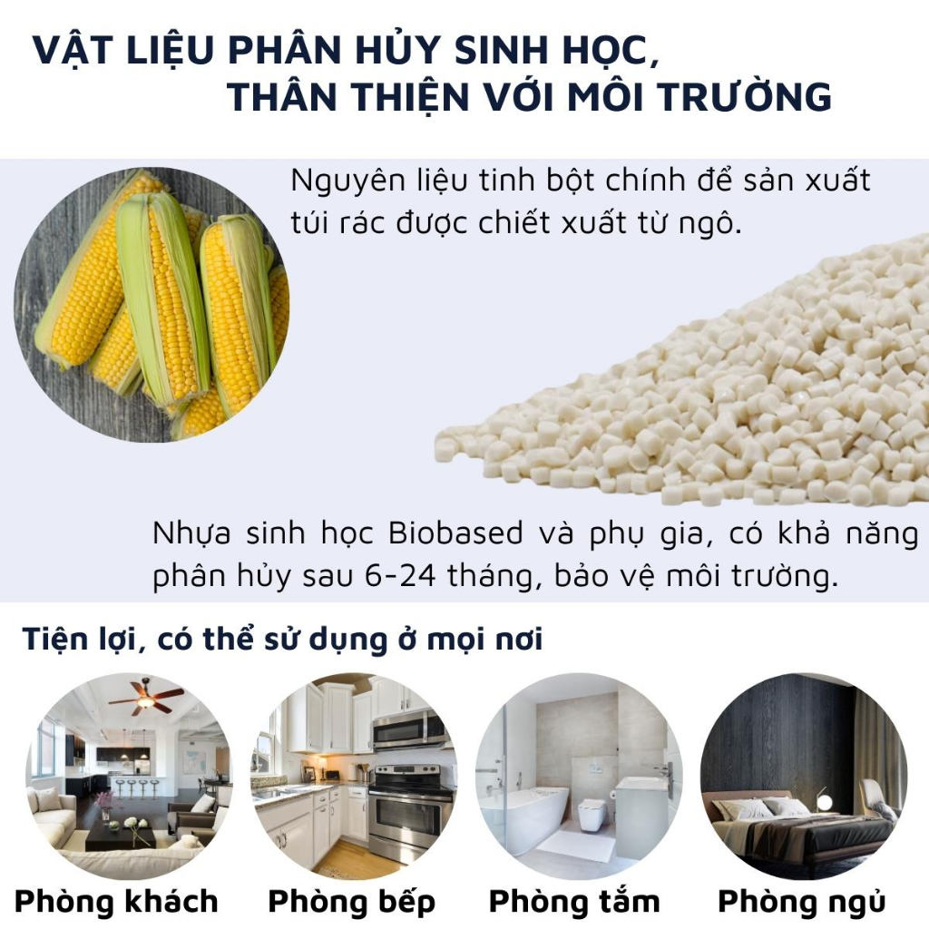 Túi rác tự phân hủy sinh học DandiHome có dây rút