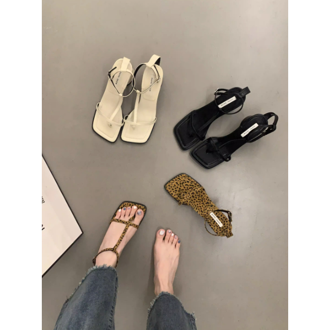 Giày sandals quai mảnh hở mũi cho nữ cao gót 5 phân dễ mang thanh lịch 2023
