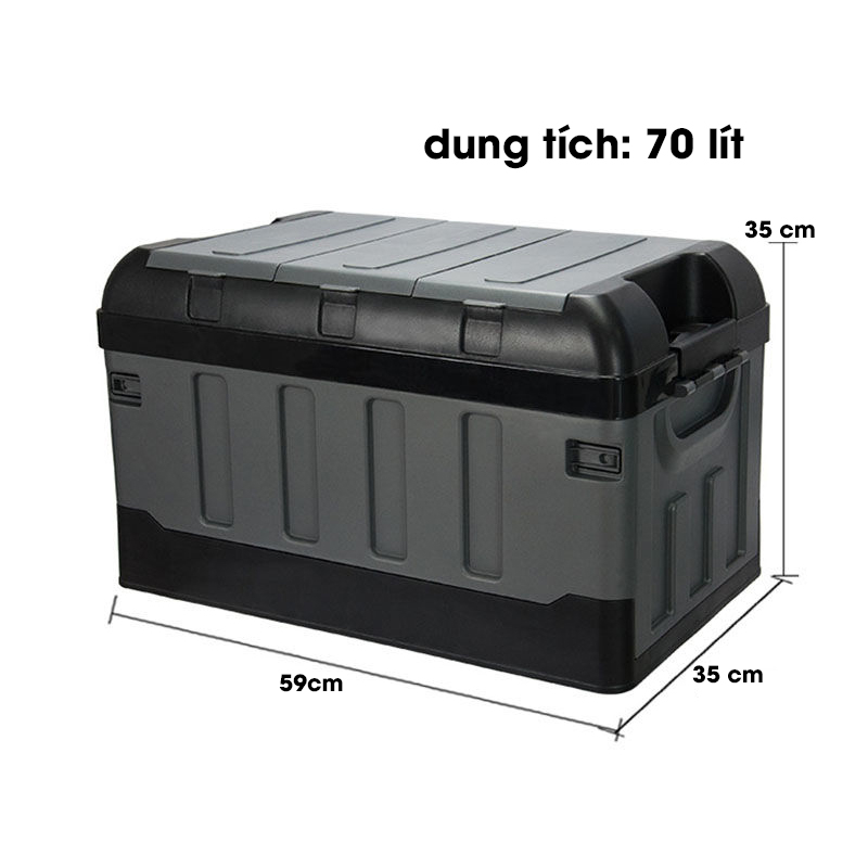 Hộp Đựng Đồ Gấp Gọn Thông Minh 70L, Thùng Đựng Đồ Cốp Sau Ô Tô Chống Va Đập