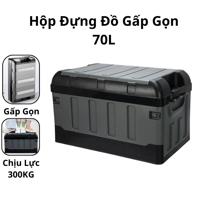 Hộp Đựng Đồ Gấp Gọn Thông Minh 70L, Thùng Đựng Đồ Cốp Sau Ô Tô Chống Va Đập