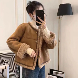 Áo khoác giả da lộn lông cừu qccc
