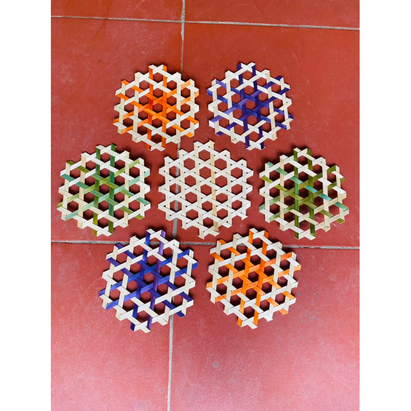 Lục giác đan màu xanh tím hồng cam y hình ạ