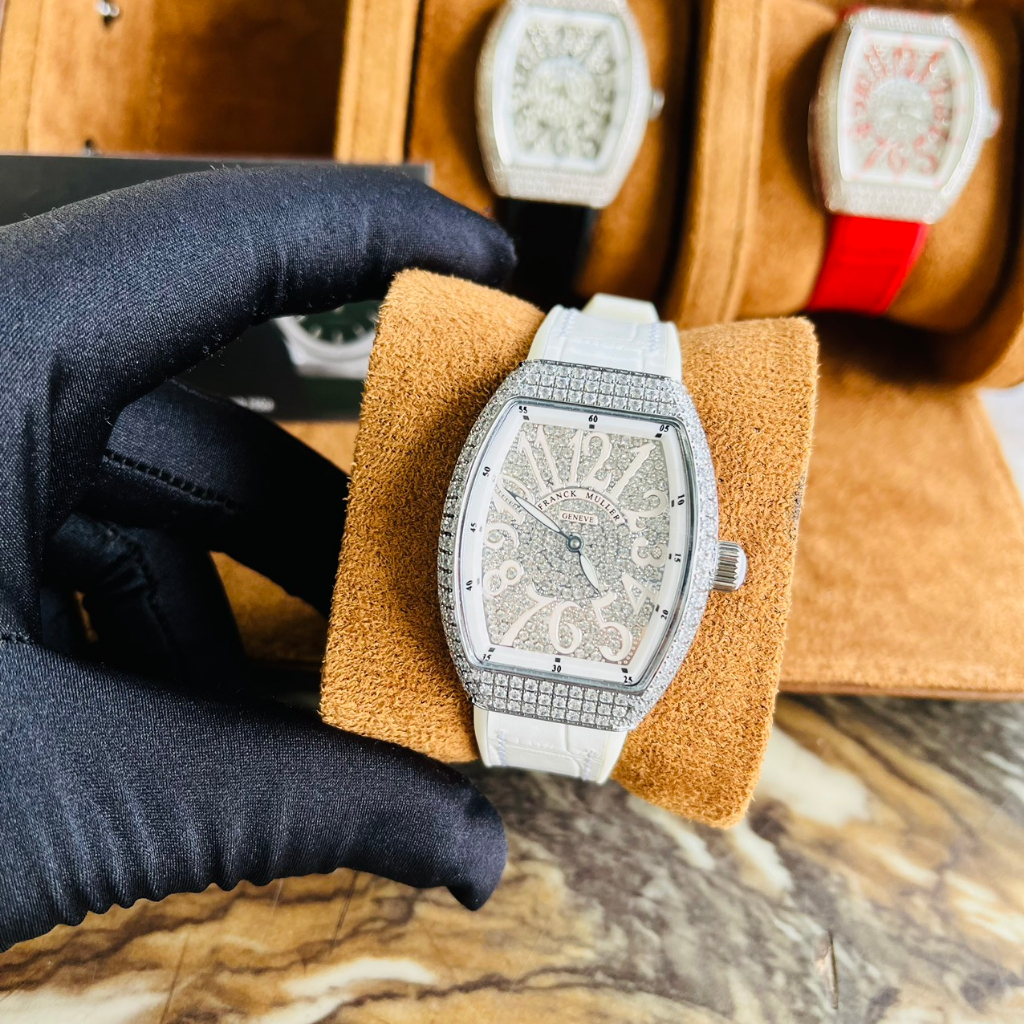 Đồng Hồ Nữ FM GENEVE Đính Full Đá Mặt Số, máy Thụy sĩ, Size 32mm, Chống Nước 5ATM