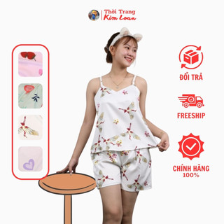 Bộ 2 dây Pijama nữ latin, gấm xước Quảng Châu - Đồ bộ ngủ mặc nhà cao cấp