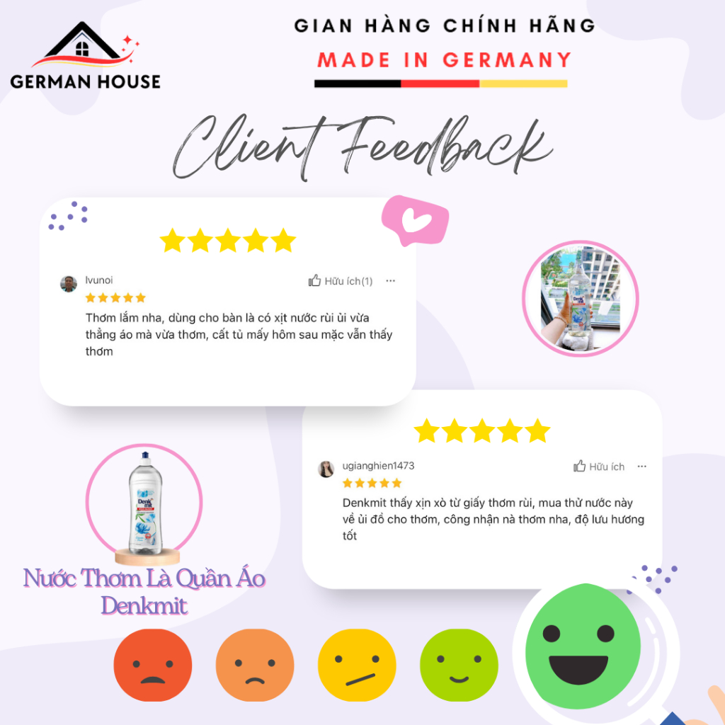 Dung dịch nước hoa ủi đồ Denkmit Bügelwasser Wäschetraum 1000ml - Đức – German House