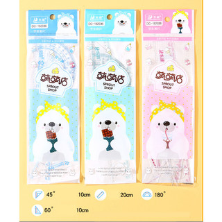 bộ eke thước kẻ hình thỏ gấu  4 món THN13