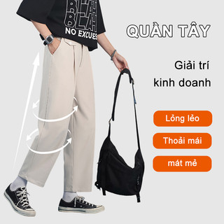 quần nam tây cao cấp quần kaki NAM ống suông hàn quốc quần baggy công sở đen thời trang mùa hè quần dài âu nam cạpchun