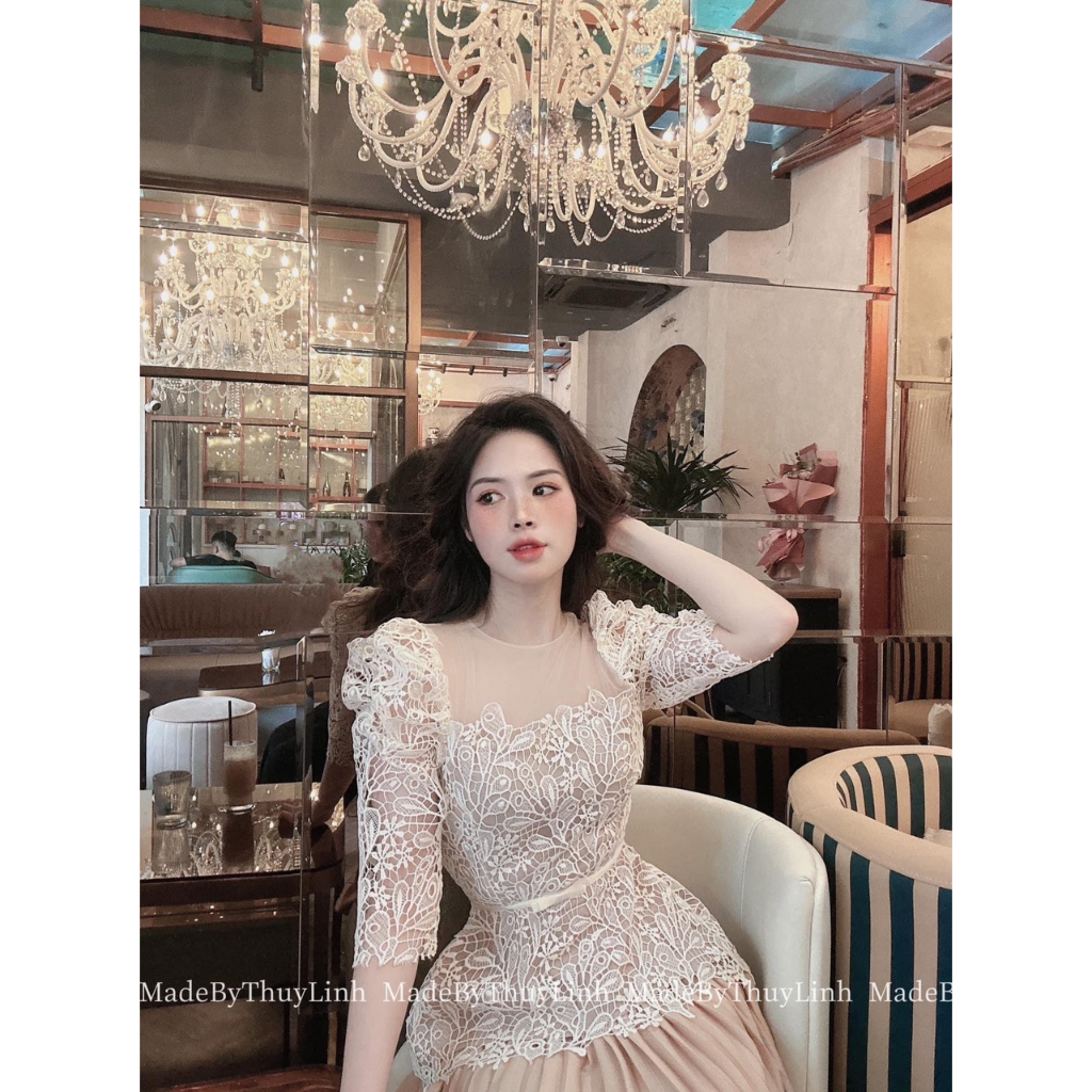 Áo ren họa tiết ngọn lá cao cấp MadeByThuyLinh