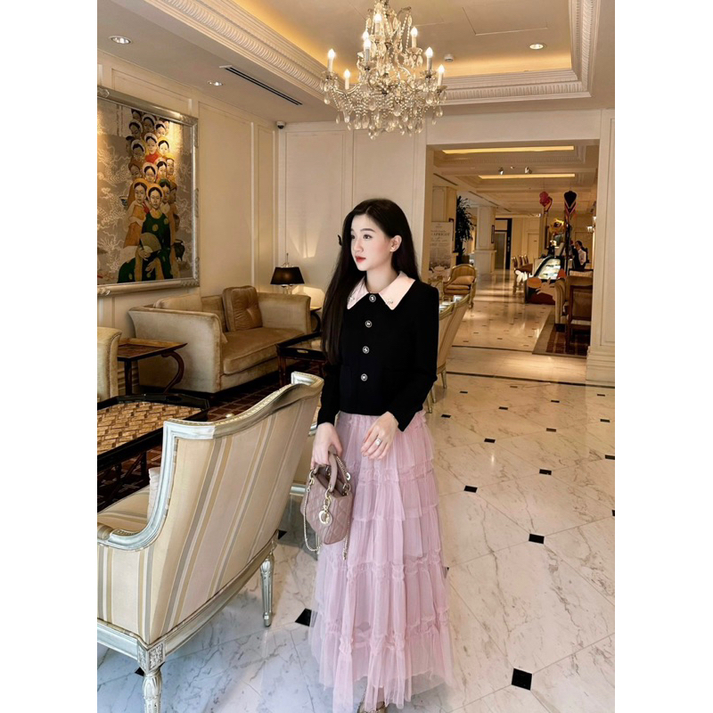 Kitty Coat - áo khoác phối màu cúc nơ thiết kế DTM