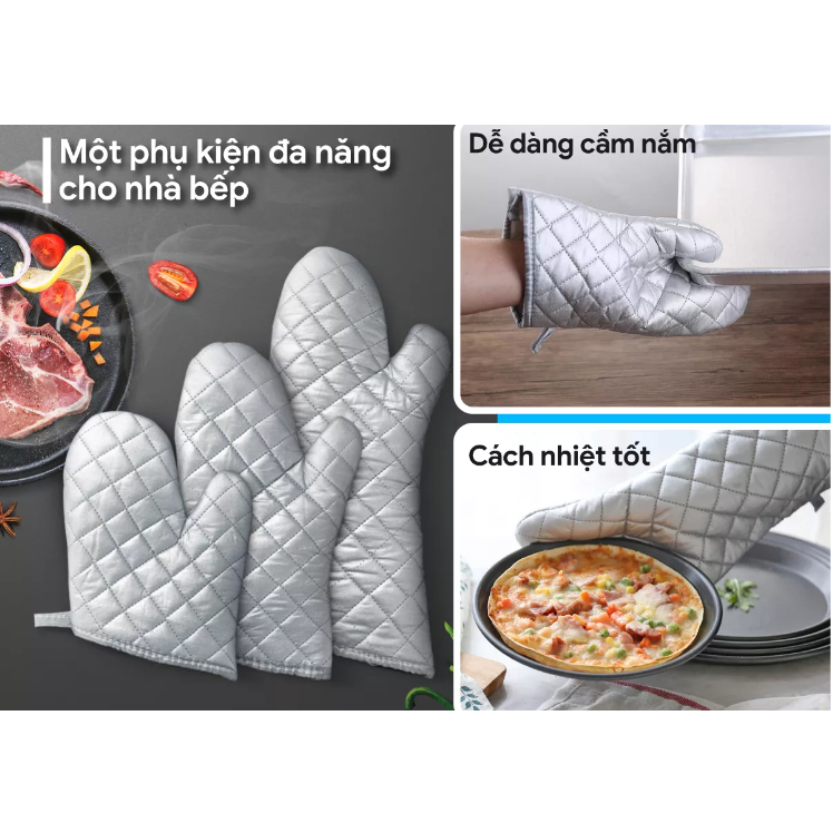 Găng tay bạc lò nướng chống nóng 2 loại ngắn - dài