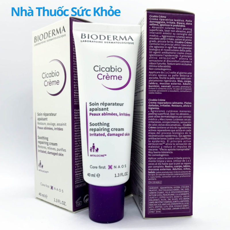 Kem dưỡng phục hồi da tổn thương Bioderma Cicabio Crème - 40ml [Chính Hãng]