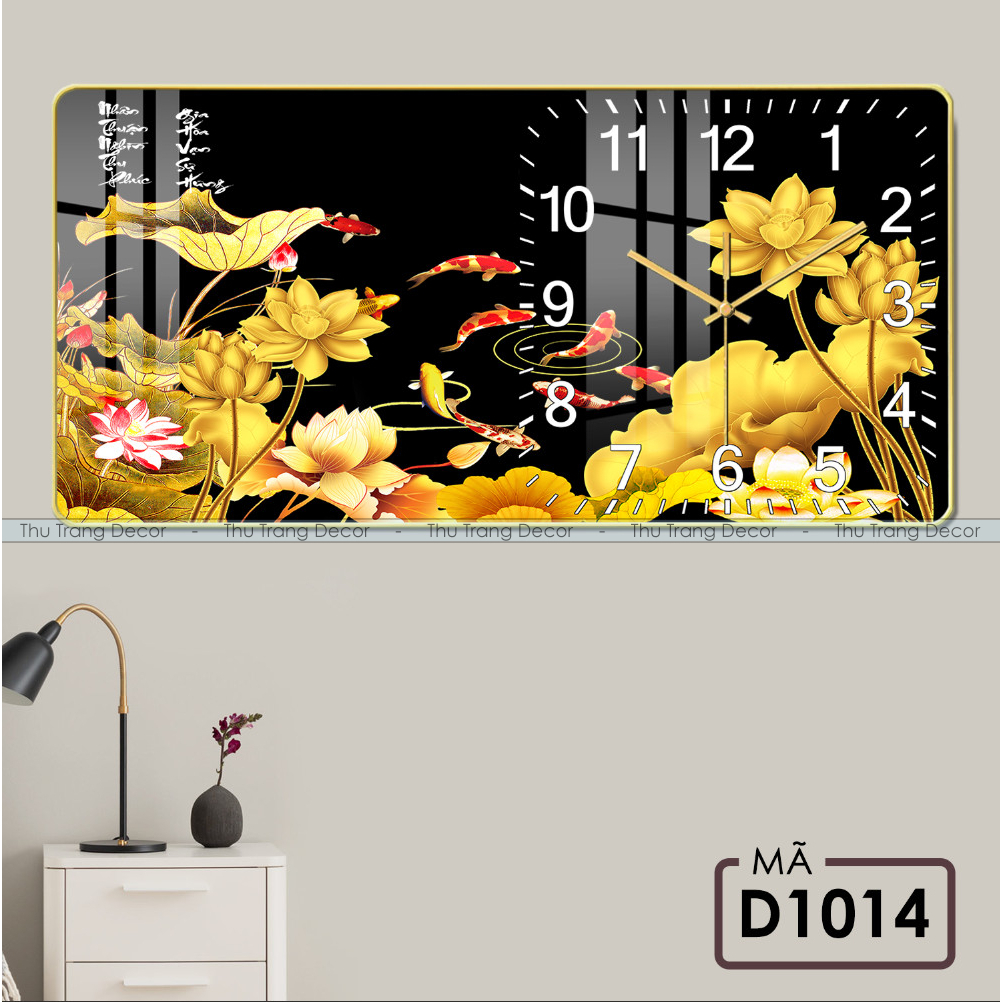 Đồng Hồ Treo Tường Decor Tráng Gương ''Cửa Ngư Quần Hội,Song Ngưu Phát Tài'' in Uv 5D Cao Cấp Phong Cách Hiện Đại