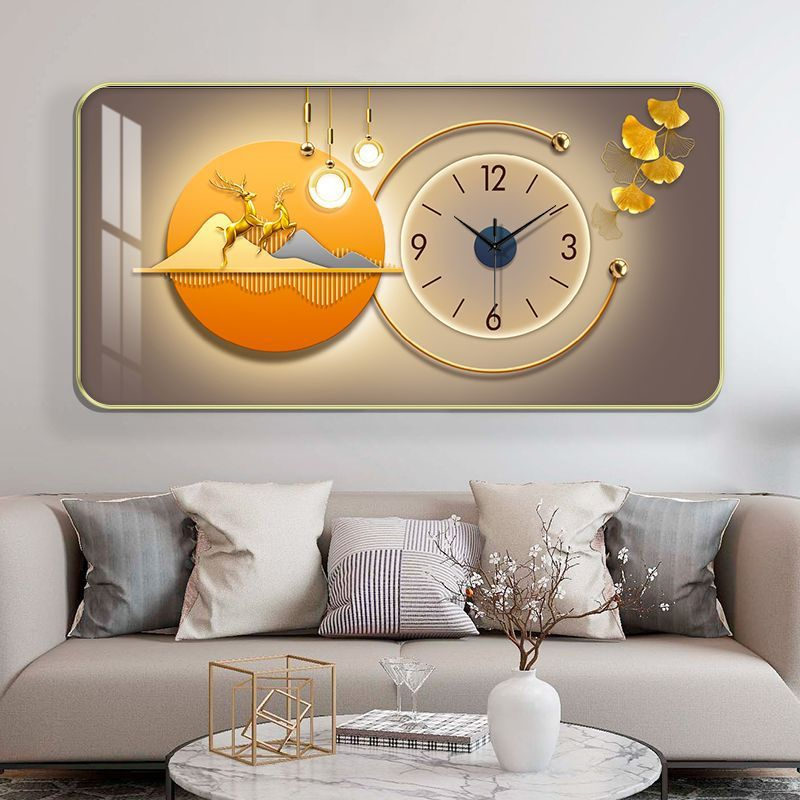 Đồng Hồ Treo Tường Decor Tráng Gương ''Cửa Ngư Quần Hội,Song Ngưu Phát Tài'' in Uv 5D Cao Cấp Phong Cách Hiện Đại