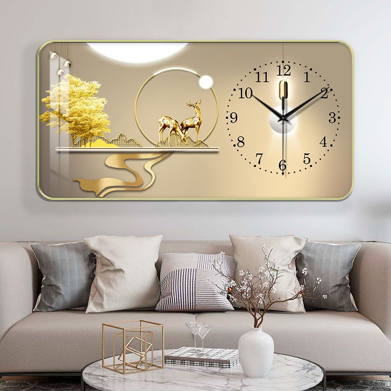 Đồng Hồ Treo Tường Decor Tráng Gương ''Cửa Ngư Quần Hội,Song Ngưu Phát Tài'' in Uv 5D Cao Cấp Phong Cách Hiện Đại