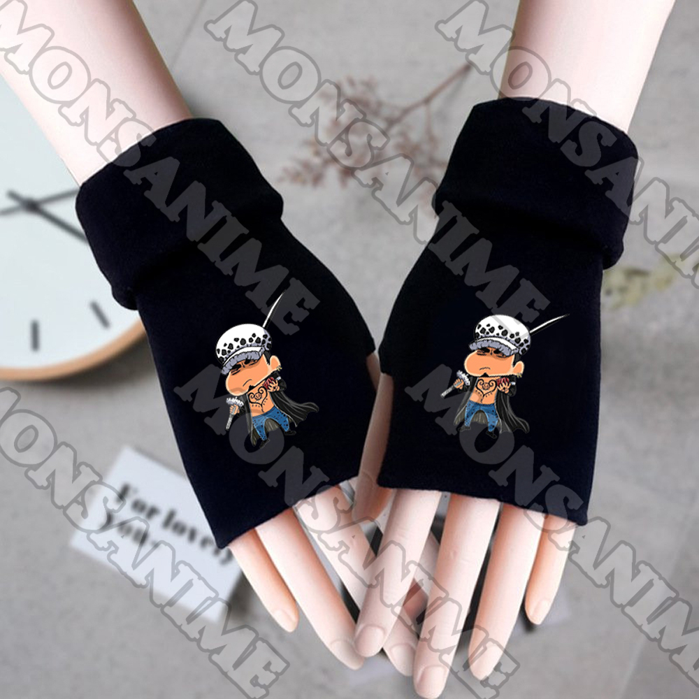 Găng tay len đen SHIN CẬU BÉ BÚT CHÌ ver luffy hải tặc Crayon Shin-chan in hình anime chibi thời trang ấm áp