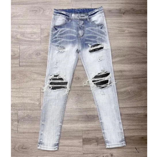 Quần bò jean nam dài xanh đen rách gối vẩy sơn thêu lá phong cá tính đẹp,chất jean dày form tôn dáng giá tốt