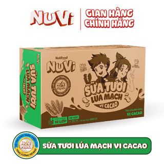 Thùng sữa Nutifood Nuvi sữa tươi lúa mạch vị cacao (48hộp)
