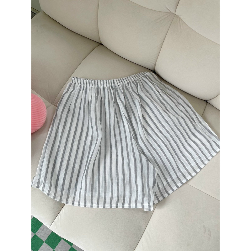 Set trễ vai họa tiết nơ kẻ sọc nhà JUNE có bo chun co dãn thoải mái chất liệu vải Line Sọc