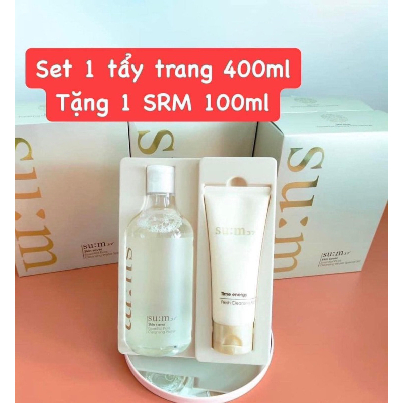 Set nước tẩy trang Sum37 tặng sữa rửa mặt Sum37