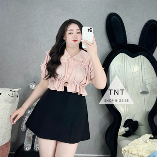 ÁO CROPTOP CỔ BÚP BÊ ĐÍNH NƠ [TNT SHOP BIGSIZE 60KG 90KG]