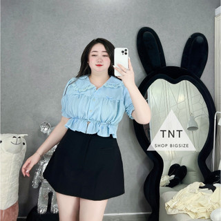 ÁO CROPTOP CỔ BÚP BÊ ĐÍNH NƠ [TNT SHOP BIGSIZE 60KG 90KG]