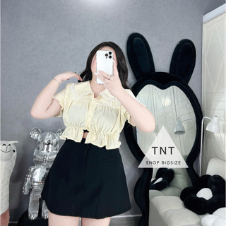 ÁO CROPTOP CỔ BÚP BÊ ĐÍNH NƠ [TNT SHOP BIGSIZE 60KG 90KG]