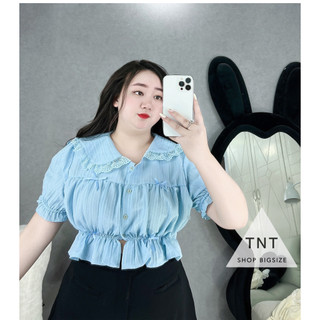 ÁO CROPTOP CỔ BÚP BÊ ĐÍNH NƠ [TNT SHOP BIGSIZE 60KG 90KG]