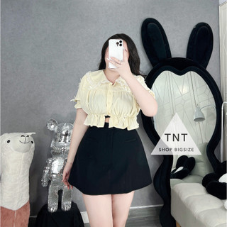 ÁO CROPTOP CỔ BÚP BÊ ĐÍNH NƠ [TNT SHOP BIGSIZE 60KG 90KG]