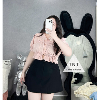 ÁO CROPTOP CỔ BÚP BÊ ĐÍNH NƠ [TNT SHOP BIGSIZE 60KG 90KG]