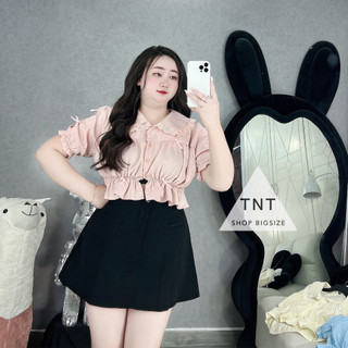 ÁO CROPTOP CỔ BÚP BÊ ĐÍNH NƠ [TNT SHOP BIGSIZE 60KG 90KG]