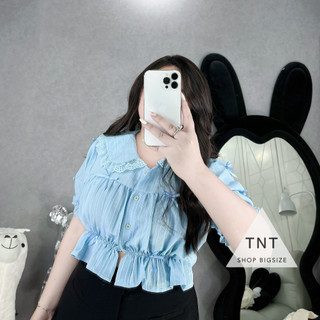 ÁO CROPTOP CỔ BÚP BÊ ĐÍNH NƠ [TNT SHOP BIGSIZE 60KG 90KG]