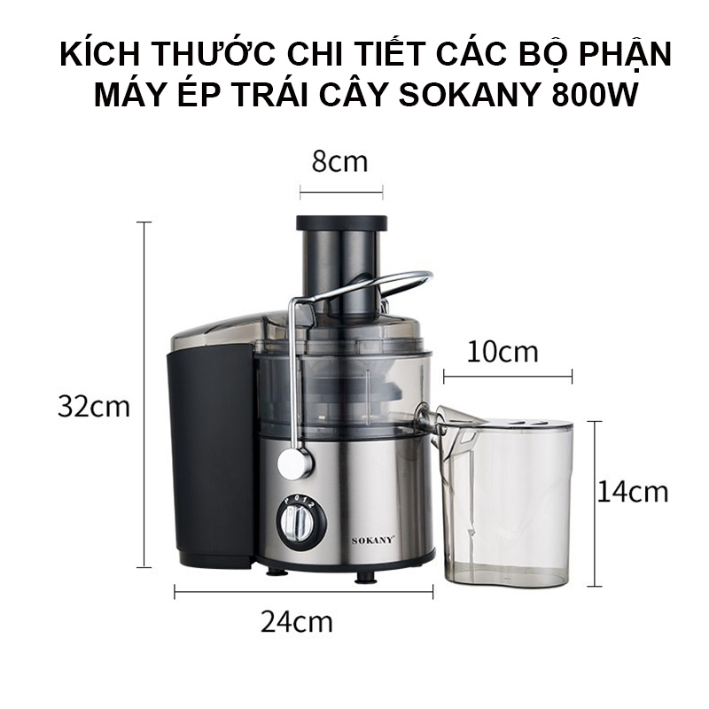 Máy ép trái cây Sokany 4000 Công Suất 800W. Máy ép hoa quả chính hãng