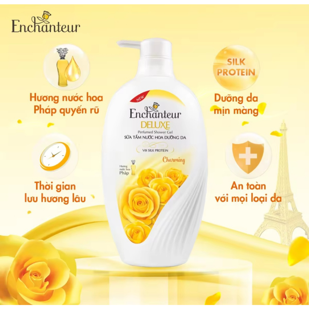 Sữa tắm nước hoa dưỡng da Enchanteur Charming 650gr