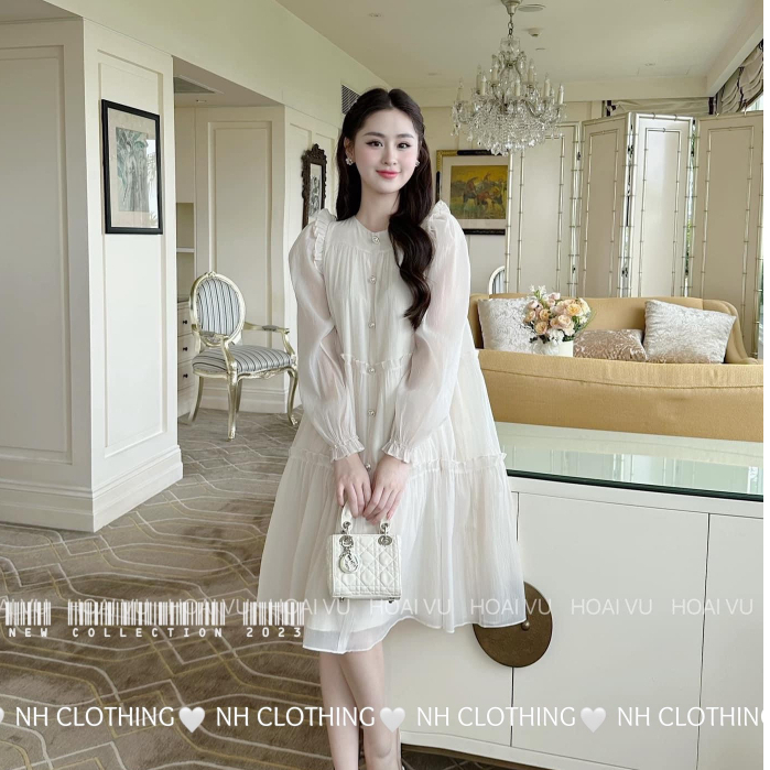 Đầm bầu , váy bầu babydoll thiết kế hot hit chất voan siêu mát phong cách tiểu thư lên dáng cực xinh