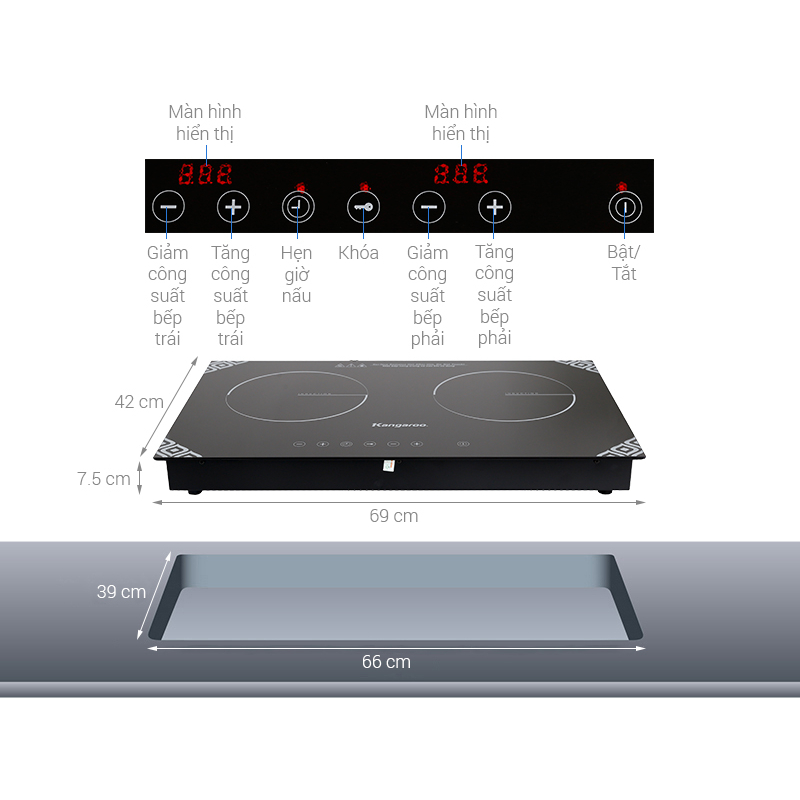 Bếp từ đôi Kangaroo KG498N