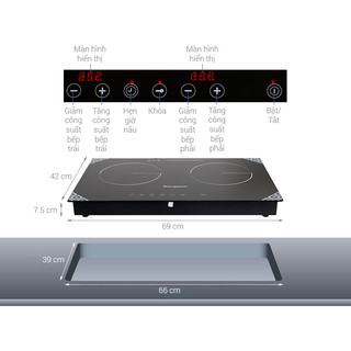 Bếp từ đôi Kangaroo KG498N (bảo hành chính hãng, lắp âm hay để nổi đều được)