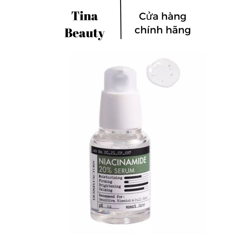 [ Hàng CTY] Serum Niacinamide 20% Derma Factory tinh chất B3